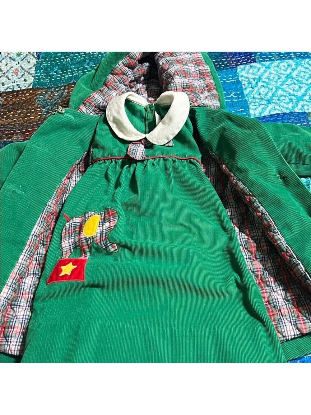 FISCHEL for NEIMAN-MARCUS Green Corduroy Dress AND Coat. Size 4T. Vintage